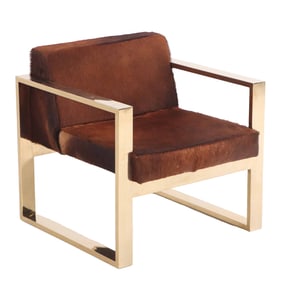 BRASS OPEN ARM CHAIR ATTRIBUTED TO TIMOTHY OULTON.
