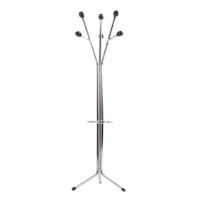 CHROMED IRON AND WOOD COAT TREE C 1960.