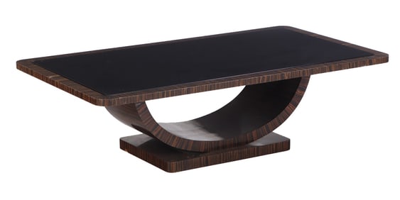 FRENCH ART DECO STYLE MACASSAR VENEERED COFFEE TABLE IN THE MANNER OF RHULMANN