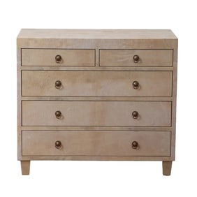 FIVE DRAWER PARCHMENT COVERED DRESSER C 1950.