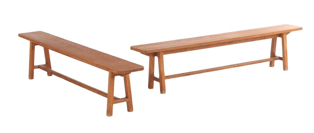 PAIR OF FRENCH OAK BENCHES C 1950. ENSUITE WITH ABOVE LOT. (1 of 4)