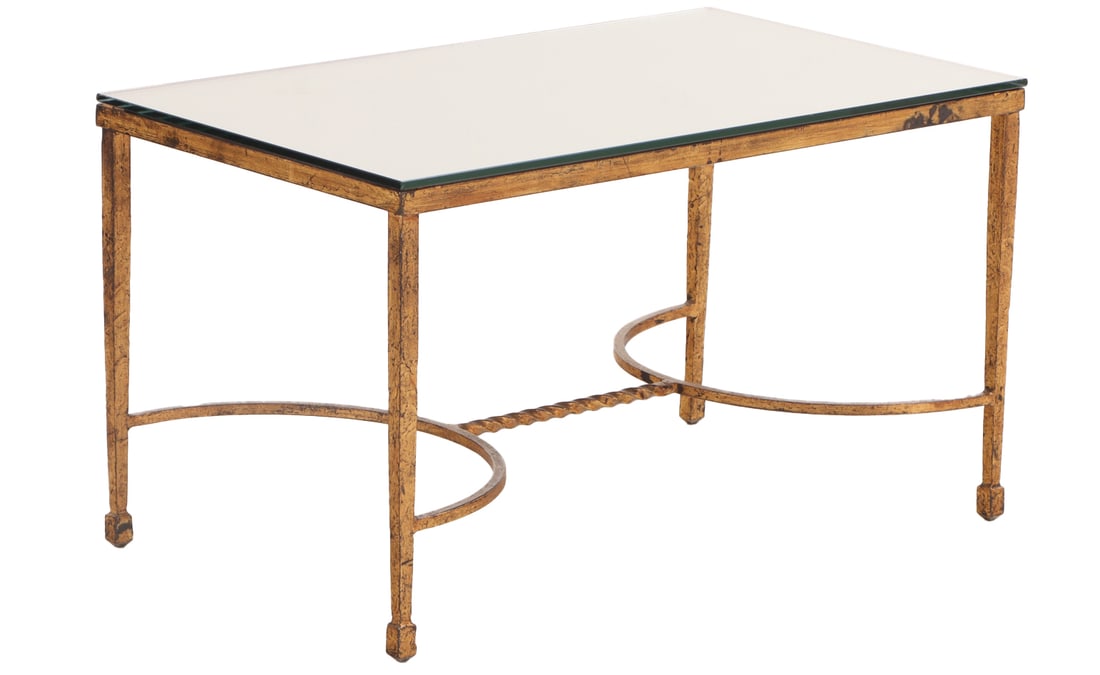 FRENCH GILT IRON AND MIRROR COFFEE TABLE C 1950. (1 of 7)