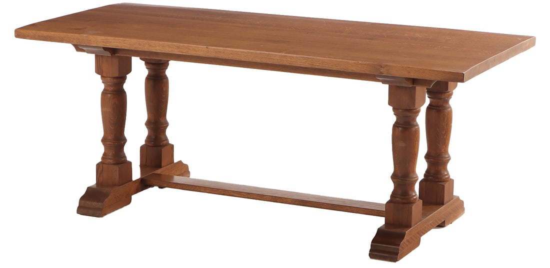 FRENCH OAK SLAB TOP FARM TABLE C 1950. (1 of 5)