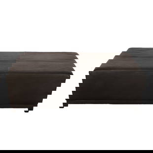 CHRISTIAN LIAIGRE LEATHER OTTOMAN DESIGNED FOR HOLLY HUNT: Christian Liaigre leather Ottoman designed for Holly Hunt Ht: 18.5" Wd: 60.5" Dpth: 60.5"