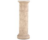 ITALIAN TERRACOTTA PEDESTAL HAVING GRAPE AND FLORAL DECORATION. MARKERS STAMP AT BASE.