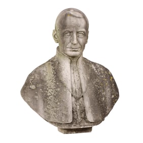 A CARVED MARBLE BUST DEPICTING A MAN OF THE CLOTH C 1900.