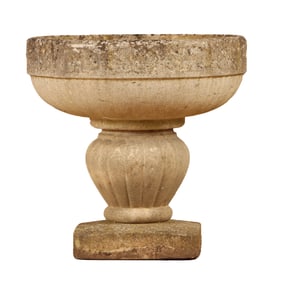 TWO PART FRENCH CAST STONE PLANTER C 1950.