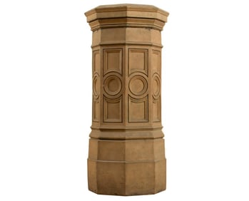 A NINETEENTH CENTURY ENGLISH TERRACOTTA PEDESTAL CIRCA 1860.