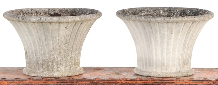 ELEGANT PAIR OF FRENCH TABLE TOP CAST STONE PLANTERS C 1960.
