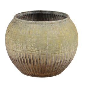 A PETITE FRENCH LEAD TABLE TOP ART DECO PLANTER RIBBED DECORATED DESIGN CIRCA 1930.