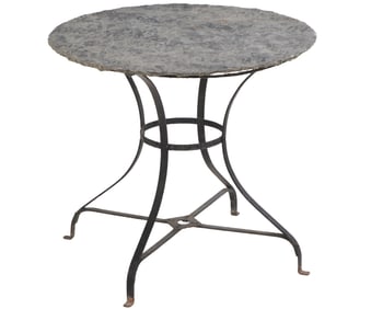 FRENCH WROUGHT IRON TABLE WITH SLATE TOP C 1930.
