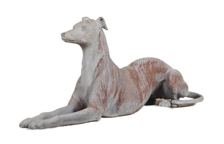 ONE OF TWO LEAD RECUMBENT WHIPPETS.