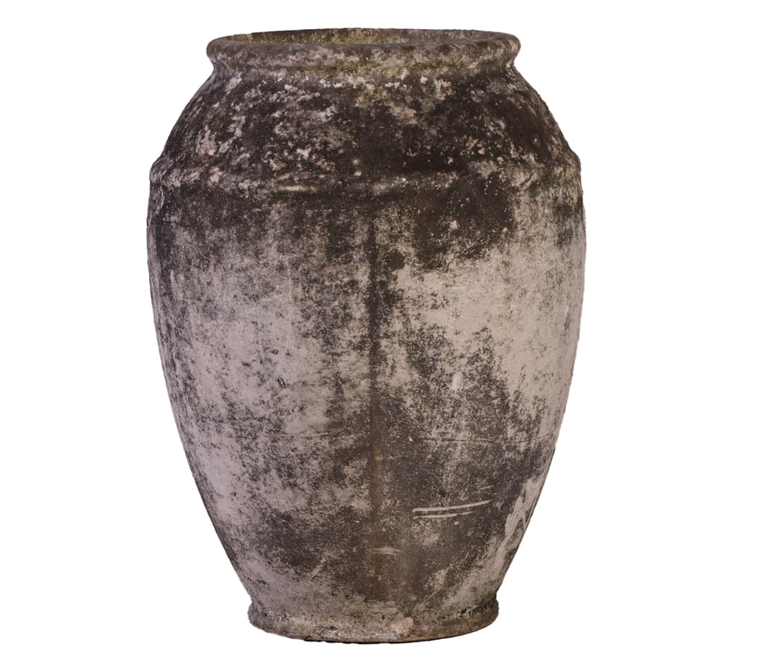 FRENCH CAST STONE PLANTER IN THE FORM OF AN OLIVE JAR C 1960. (1 of 4)
