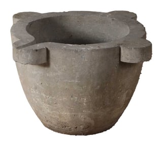 OVERSIZED FRENCH CARVED STONE MORTAR C 1880.