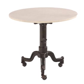 IRON MARBLE TOP TABLE HAVING AN ADJUSTABLE BASE C 1930.