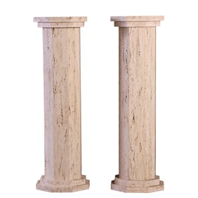 PAIR OF SIX SIDED TRAVERTINE PEDESTALS C 1970.