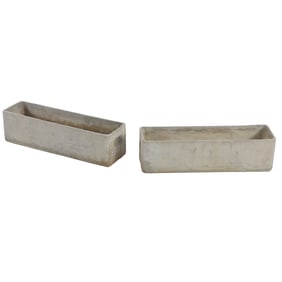 PAIR FRENCH CAST STONE RECTANGULAR PLANTERS IN THE MANNER OF WILLY GUHL C 1975.