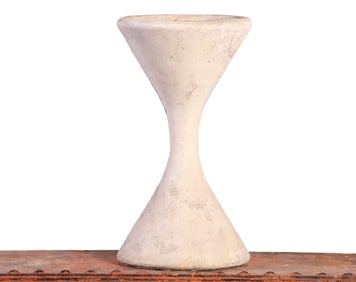 ONE OF FIVE FRENCH CAST STONE HOURGLASS PLANTERS C 1970 BY WILLY GUHL.