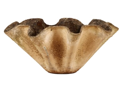 A HANDKERCHIEF STYLE CAST STONE PLANTER BY WILLY GUHL CIRCA 1970.