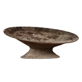 25" D  RENCH CAST STONE ASYMMETRIC PLANTER  WILLY GUHL C 1970.