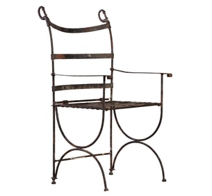 ROMAN STYLE FOLDING IRON ARM CHAIR SWAN HEAD MOUNT