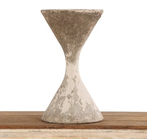 25" HOURGLASS FORM CAST STONE PLANTER BY WILLY GUHL C 1970.