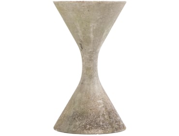 25" FRENCH CAST STONE "DIABLO"  HOUR GLASS PLANTER DESIGNED BY WILLY GUHL C 1970.