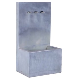 METAL MODERNIST SELF CONTAINED FOUNTAIN WITH THREE HEADS. IN WORKING ORDER WITH PUMP AND REMOTE