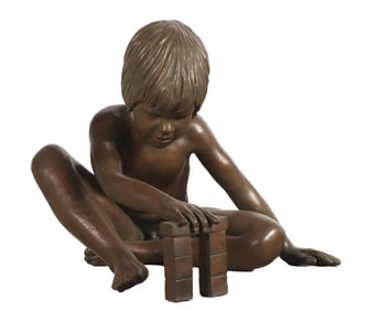 BY JOHN ROBINSON, ENGLISH  ( 1935-2006) OF THE BRADSHAW FOUNDATION. 18" CAST BRONZE OF A CHILD AT