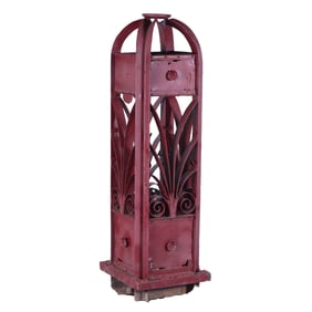 HEAVY WROUGHT IRON GATE POST C 1910.