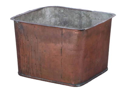 COPPER PLANTER BOX.: Copper planter box. Ht: 15.25" Wd: 23" Dpth: 20.25"