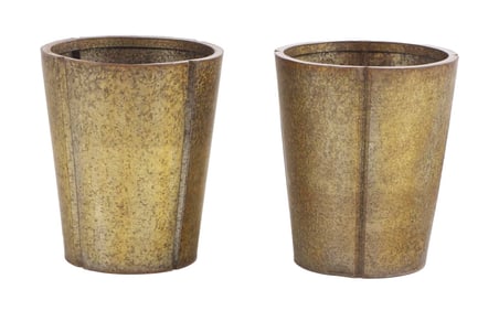 PAIR OF SHEET METAL ART DECO STYLE PLANTERS C 1950.