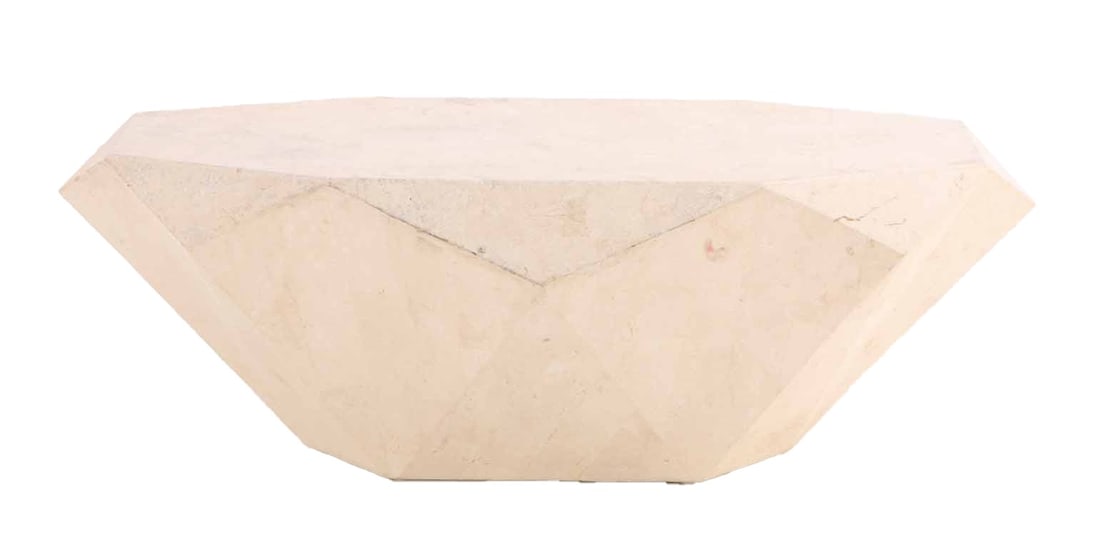 FAUX TRAVERTINE COFFEE TABLE C 1975. (1 of 5)