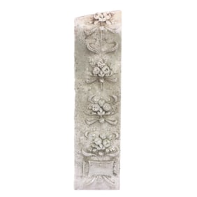 CARVED MARBLE FRAGMENT WITH RELIEF OF FLOWERS AND RIBBONS C 1890.