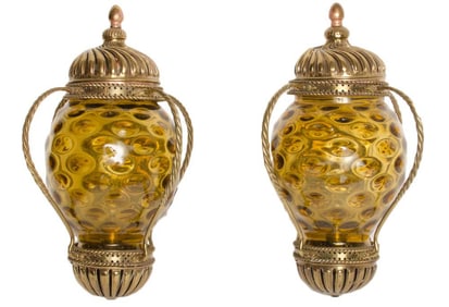 A PAIR OF CARRIAGE LANTERN STYLE WALL SCONCES CIRCA 1890.