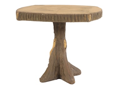 FRENCH CAST STONE FAUX BOIS GARDEN TABLE C 1950.