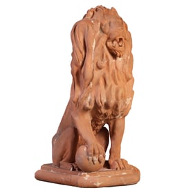 ITALIAN TERRACOTTA LION STAMPED TOMASO.
