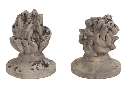 PAIR OF 15" CARVED BLUE STONE FLAME FINIALS C 1890.