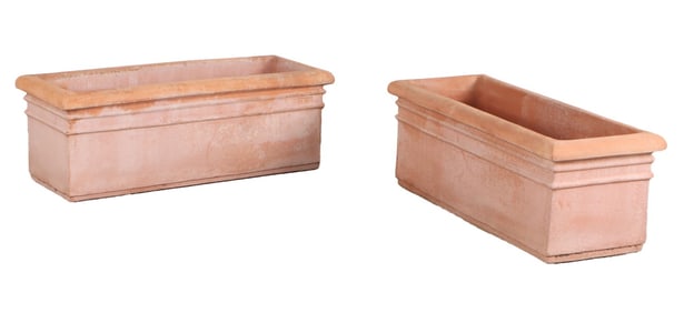PAIR OF ITALIAN TERRACOTTA RECTANGULAR PLANTERS.