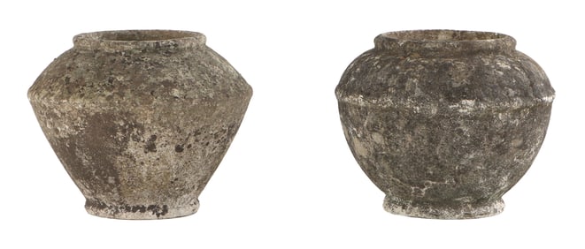 PAIR OF FRENCH CAST STONE GARDEN VESSELS C 1960.