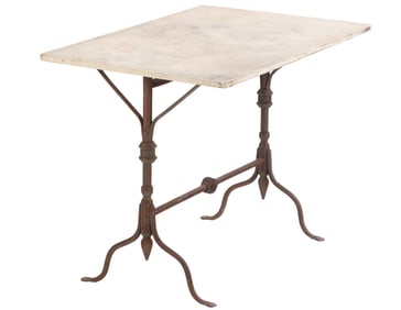 FRENCH IRON AND MARBLE GARDEN TABLE C 1900.