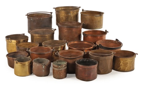A LOT OF 20 PIECES OF FRENCH COPPER BUCKETS.