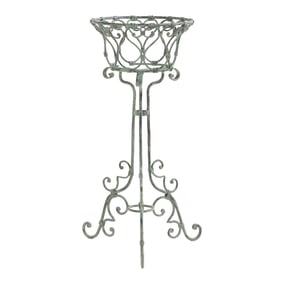 PAINTED WROUGHT IRON PLANTER BASKET.