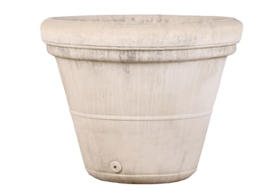 28" CAST STONE POT WITH DRAIN HOLE.
