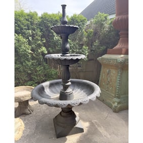 81" THREE TIERED VICTORIAN STYLE CAST IRON FOUNTAIN.