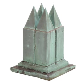 VERDIGRIS COPPER ARCHITECTURAL FINIAL IN ART DECO FORM, C 1920.