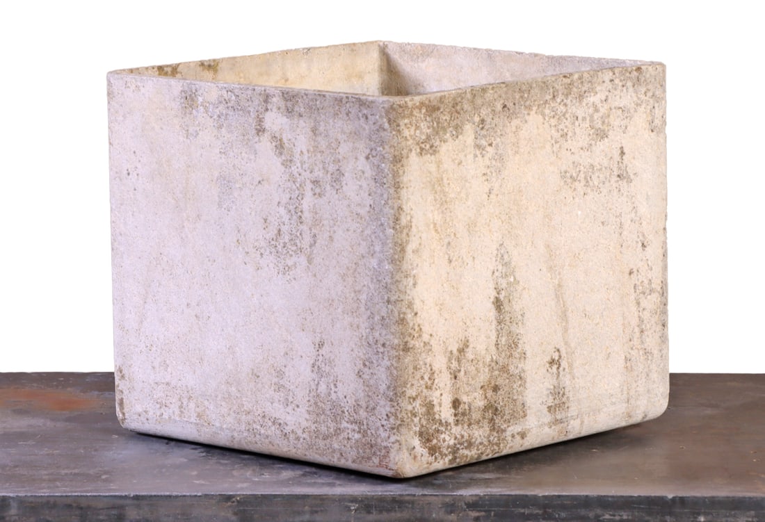 FRENCH CAST STONE PLANTER BY WILLY GUHL C 1970: French cast stone planter by Willy Guhl C 1970 Ht: 15" Wd: 16" Dpth: 16"