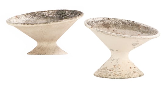 PAIR FRENCH CAST STONE PLANTERS BY WILLY GUHL C 1970.