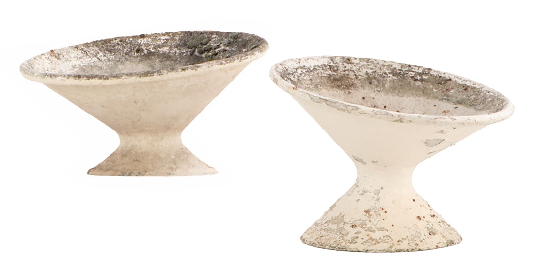 PAIR FRENCH CAST STONE PLANTERS BY WILLY GUHL C 1970. (1 of 6)