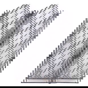PAIR FRENCH ART DECO IRON GATES ATTR BRANDT: Pair French Art Deco polished iron gates attributed to Edgar Brandt having hand hammered iron with original posts C 1940. Ht: 73" Wd: 26.75" Dpth: 1" each panel